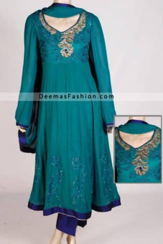 Latest Fashion - Ferozi Green Anarkali Kalliyan Style Frock