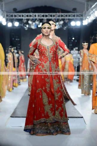 Latest Pakistani Bridal Collection 2013 Orange lehnga