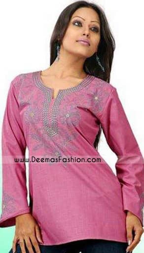 Pakistani Latest Kurta Trend – Pink Embroidered Kurti Wear
