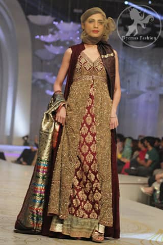 Maroon Heavy Formal Front Open Gown with Inner Shirt