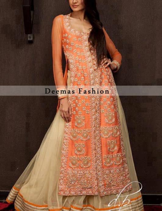 Orange White Front Open Shirt Sharara Orange White Front Open Shirt Sharara