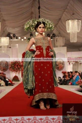 Pakistani Designer Dress Red Back Trail Dress