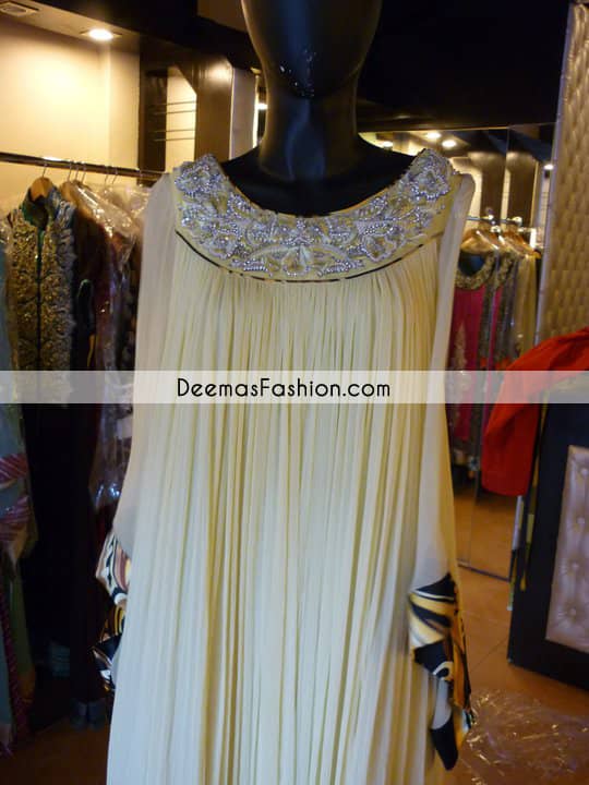  Pakistani Designer Wear Collection Beige Gown