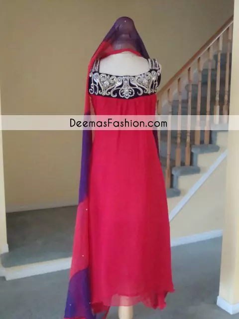 Pakistani Designer Wear Collection Red Casual Wear Dress