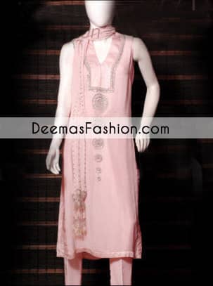  Pakistani Designer Wear Pink Casual Dress
