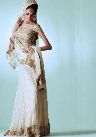 Traditional Pakistani Fashion - White Lehnga
