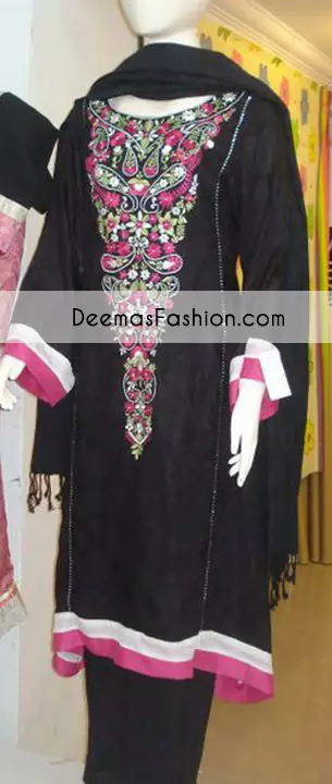  Black Casual Wear Embroidered Dress