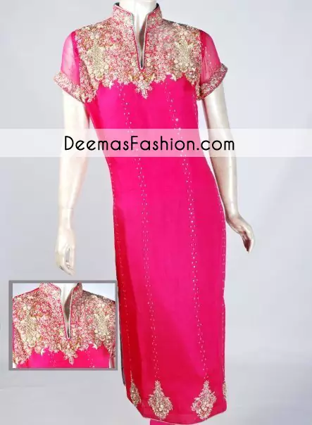  Bright Pink Casual Party Wear Dress