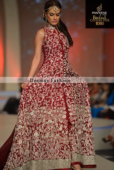 Heavy Formal Deep Red Front Open Pishwas