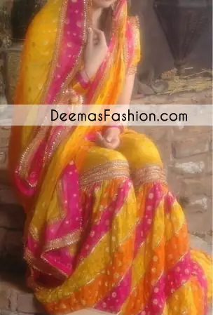  Multi Color Bridal Mehndi Wear Gharara