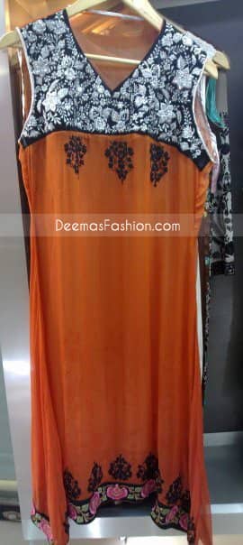 Pakistani Ladies Casual Wear Rust A-Line Dress